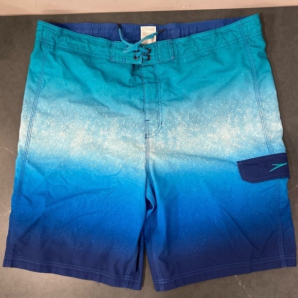 Speedo mens Large swim trunks ombré blues - Picture 2 of 9